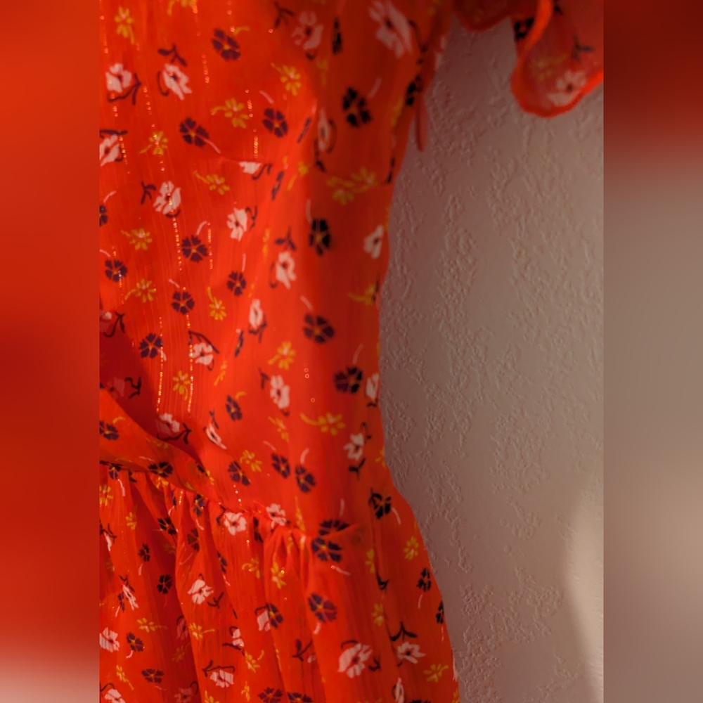 Madewell Red Wrap Peplum Blouse - Picture 6 of 7